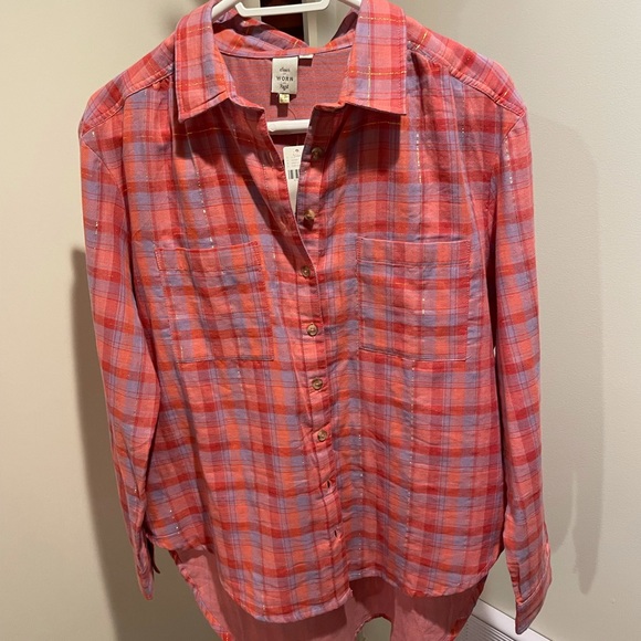 Anthropologie Seen Kept Worn Plaid Check In Pink Combo - Picture 3 of 4